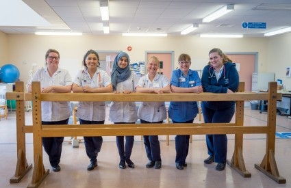 Diverse team of NHS workers in uniform